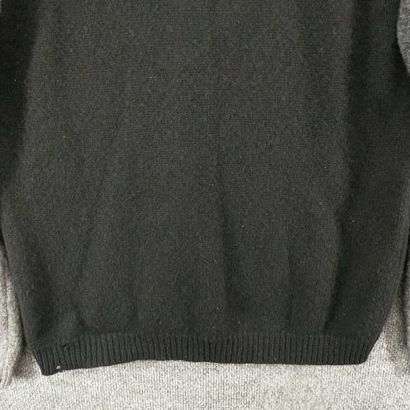 DKNY Women's Pullover Knit Sweater Black Gray Large Colorblock V-Neck Lambswool - Picture 7 of 13